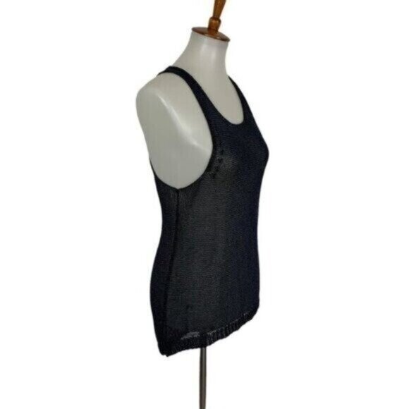 Vince Crochet Tank Top Small Navy Minimalist Classic Summer Resort - Picture 4 of 8